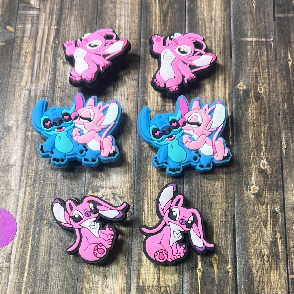 5for$10 Lilo And Stitch With Angel for Croc Shoes 6Pcs Croc Charms Accessories